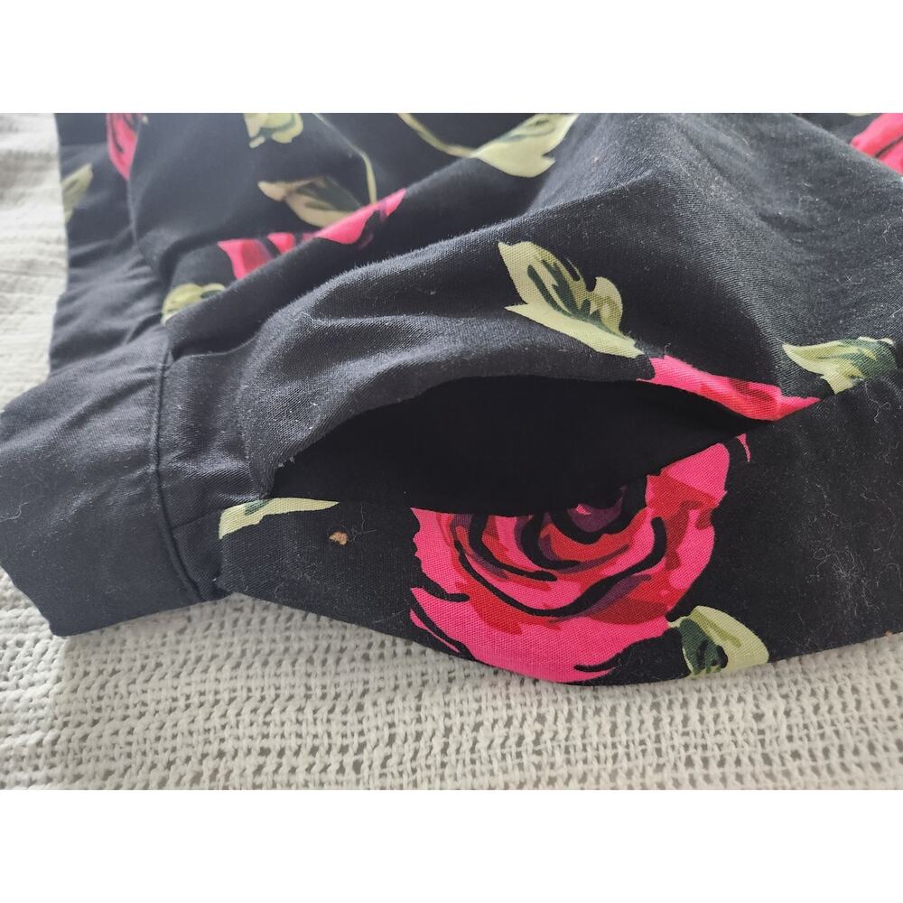 Vintage Floral Pleated A-Line Midi Skirt Cotton w/ Pockets Size M Retro Style - Picture 5 of 6